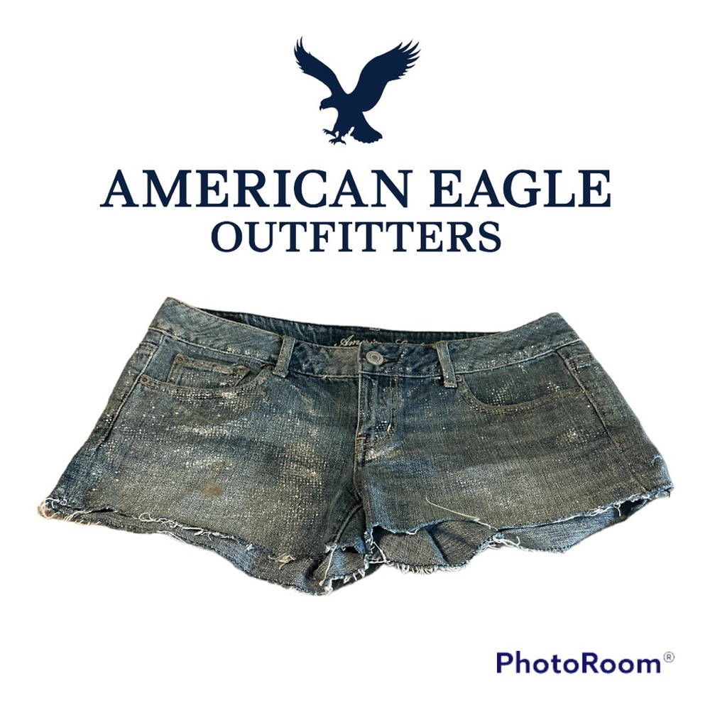 American Eagle Sparkle Glitter Shortie Cut-off Shorts Size 8